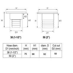 NUOVA RADE Nable Inox -Plastimo Magasin deck filler o38mm for water glass reinforced pa 3