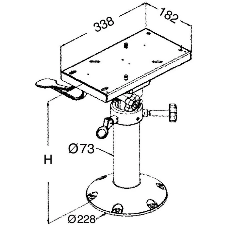 OSCULATI Pied + Platine Coulissante Télescopique Anodisé 4 OSCULATI Pied + Platine Coulissante Télescopique Anodisé – Image 2