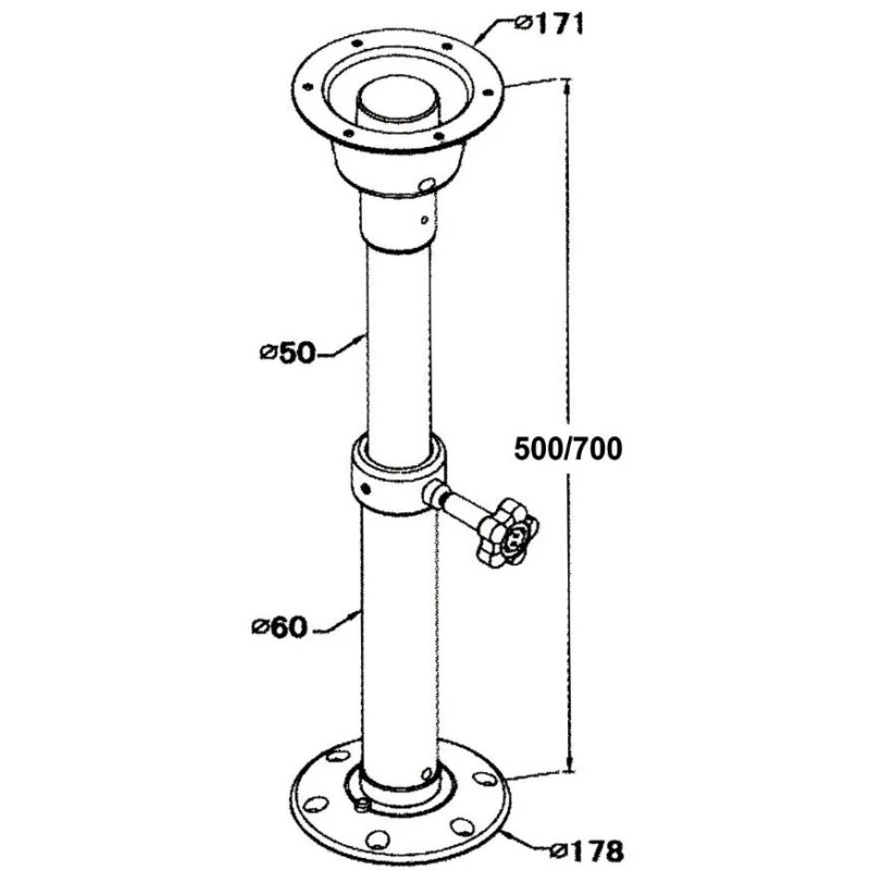 OSCULATI Pied Table Alu Télescopique 5 OSCULATI Pied Table Alu Télescopique – Image 3